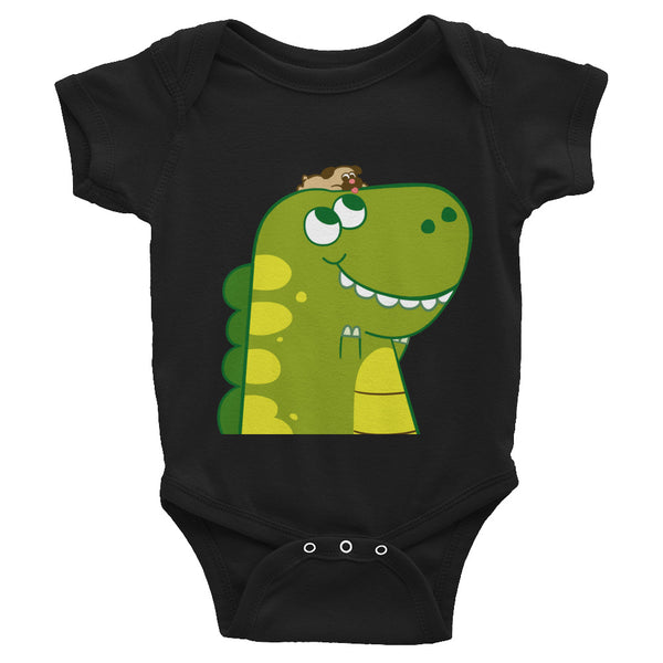Organic Cotton Pug and T-Rex Baby Onesie