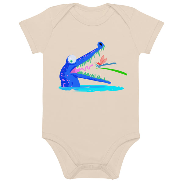 Organic Cotton Crocodile Teeth Baby Onesie