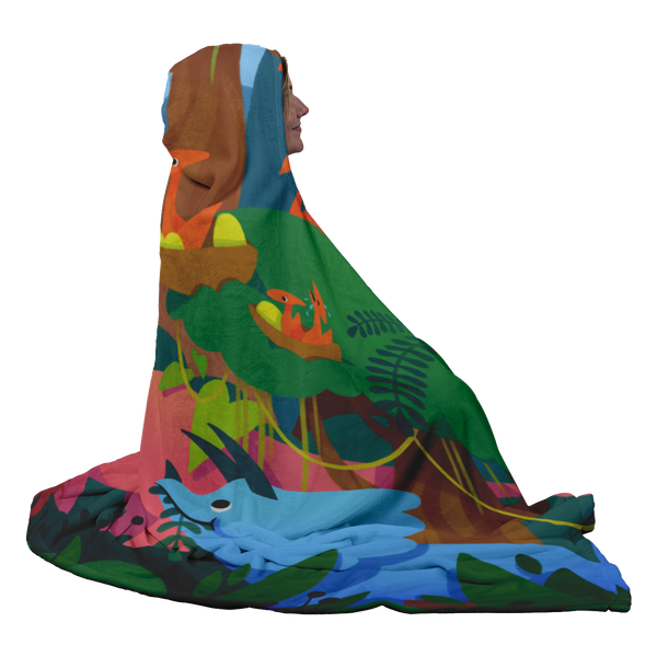 Dinosaurs in the Forest Hooded Blanket