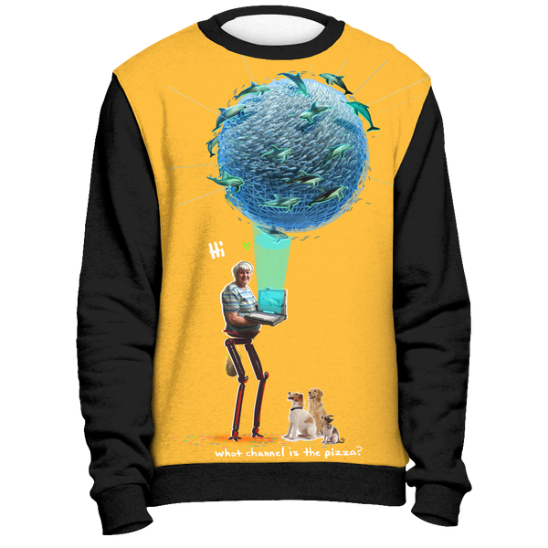 Grandma Dolphin VR 3000 Holiday Sweater- Black