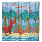 Dino Day at the Beach Shower Curtain