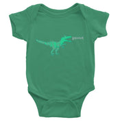Dinostorus Doodle T-Rex Baby Onesie Kelly Green