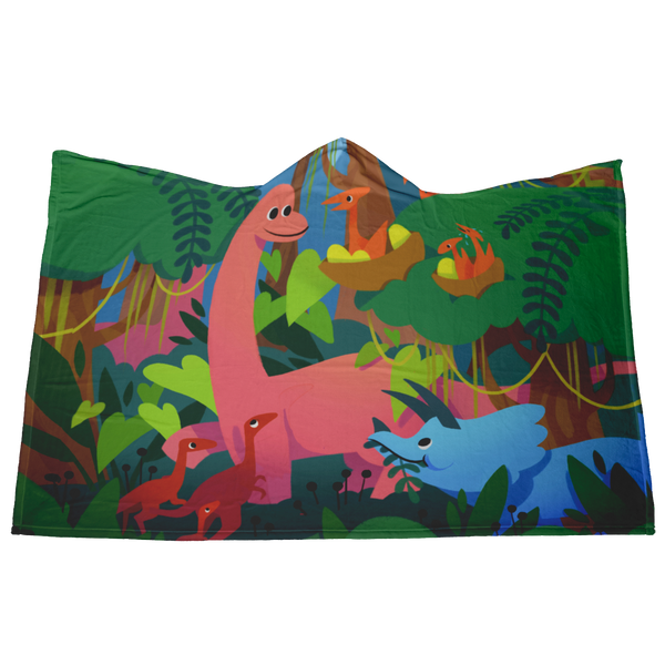 Dinosaurs in the Forest Hooded Blanket
