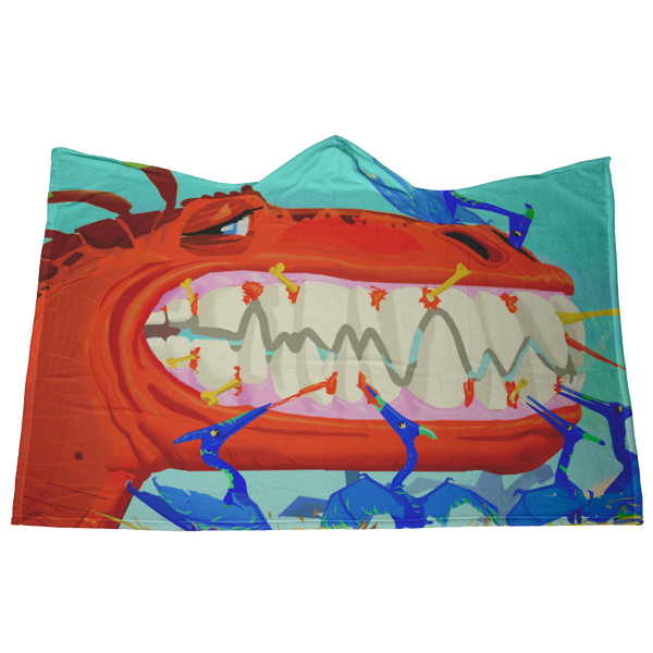 T-Rex Teeth Clean Hooded Blanket