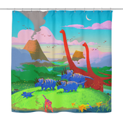 Dinostorus Sunset At The Stream Shower Curtain