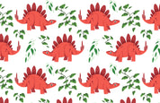 Dinostorus Stegosaurus Floral Youth Leggings Pattern Close Up