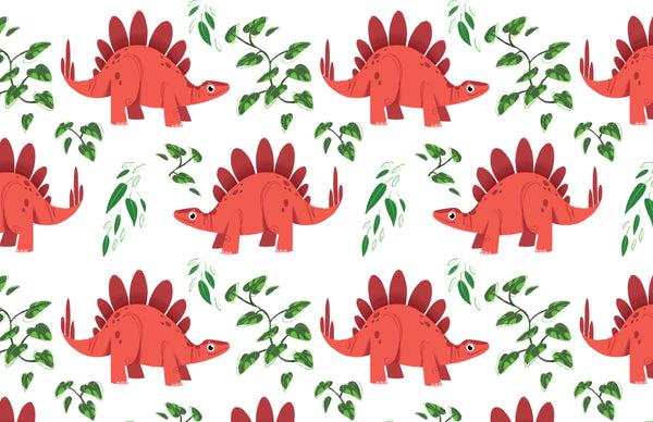 Dinostorus Stegosaurus Floral Youth Leggings Pattern Close Up