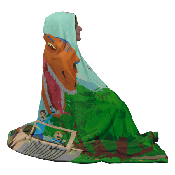 T-Rex Chase Hooded Blanket (side)