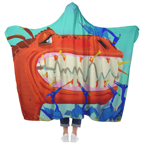 T-Rex Teeth Clean Hooded Blanket