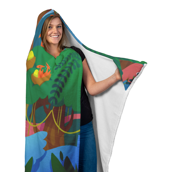 Dinosaurs in the Forest Hooded Blanket