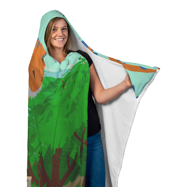 T-Rex Chase Hooded Blanket (front)