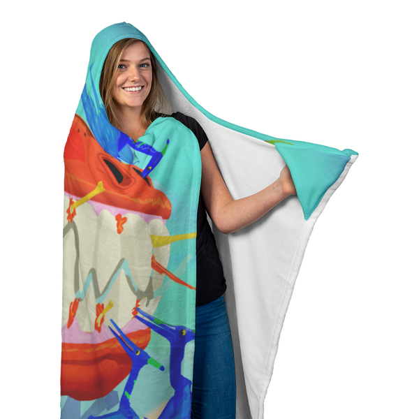 T-Rex Teeth Clean Hooded Blanket