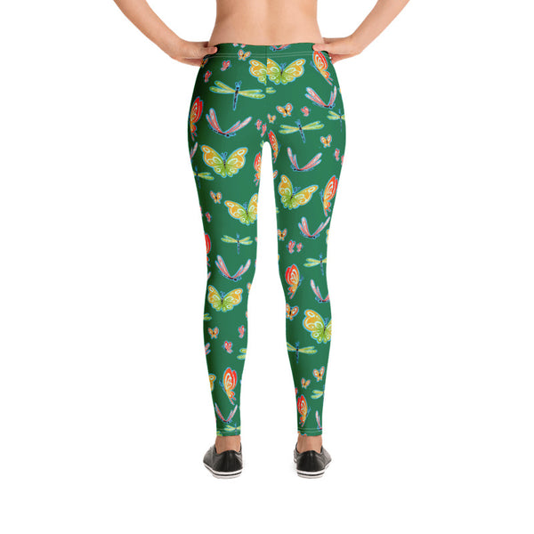 Butterfly Flutter - Women's Leggings - Dark Green