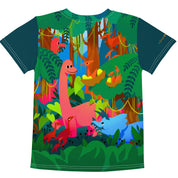 Dinosaurs in The Forest Print-All-Over-Kid's T-Shirt