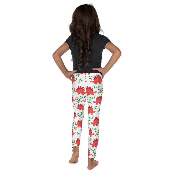 Dinostorus Stegosaurus Floral Youth Leggings (back)