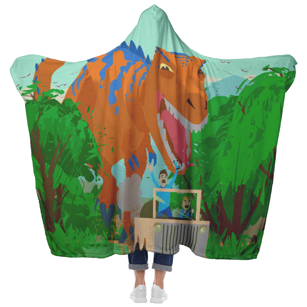 T-Rex Jungle Chase Hooded Blanket